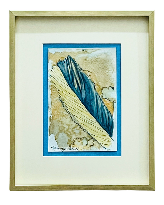 Framed mixed media cyanotype botanical. Wendy Mitchell Art, Salida CO