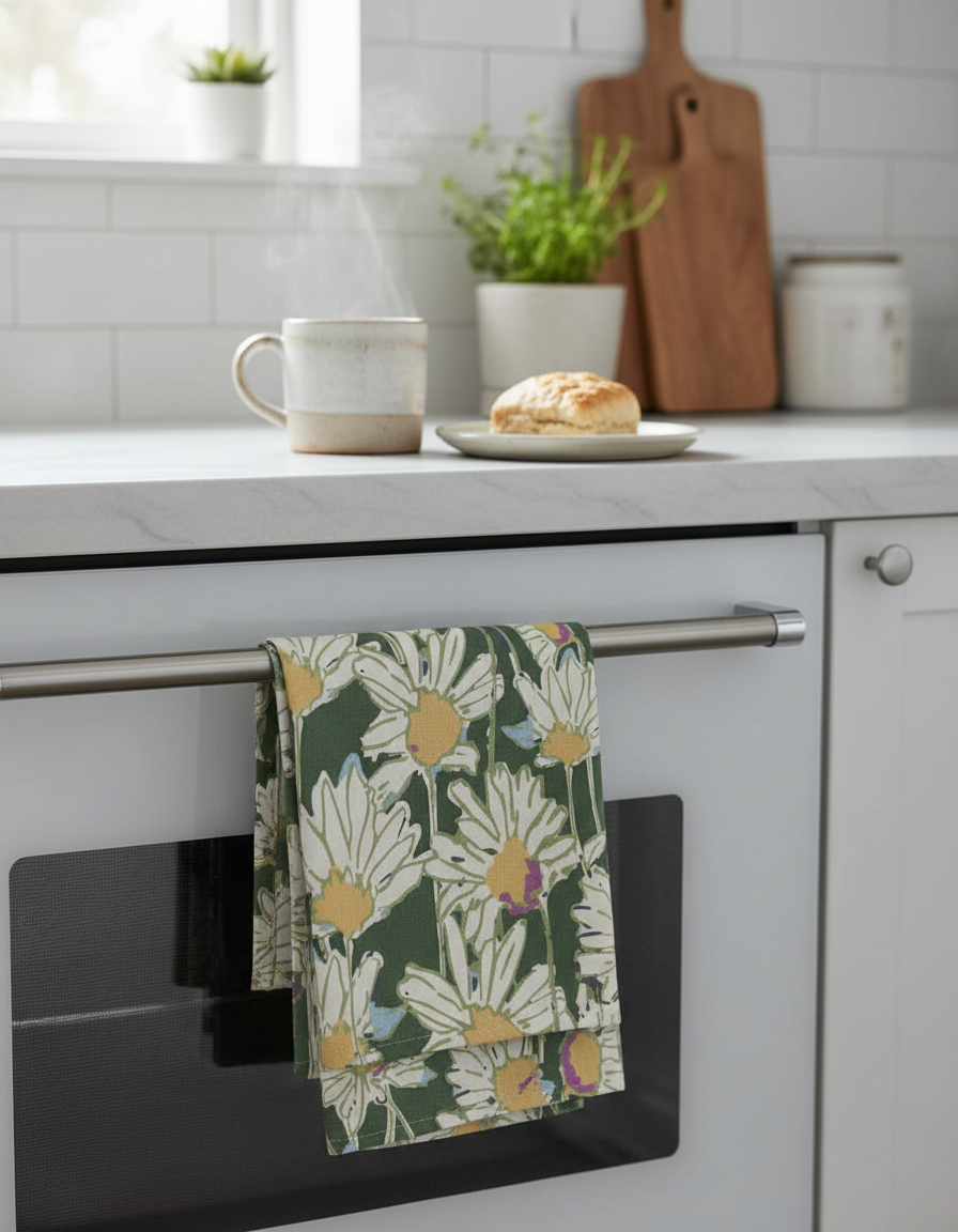 Forest Daisies Botanical Flour Sack Tea Towel