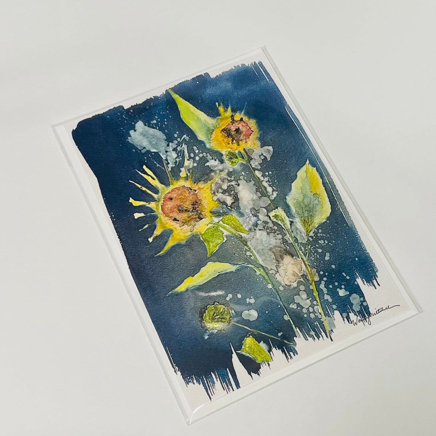 Basking in Love Sunflowers Art Card-Notecard-Wendy Mitchell Art-Salida, CO