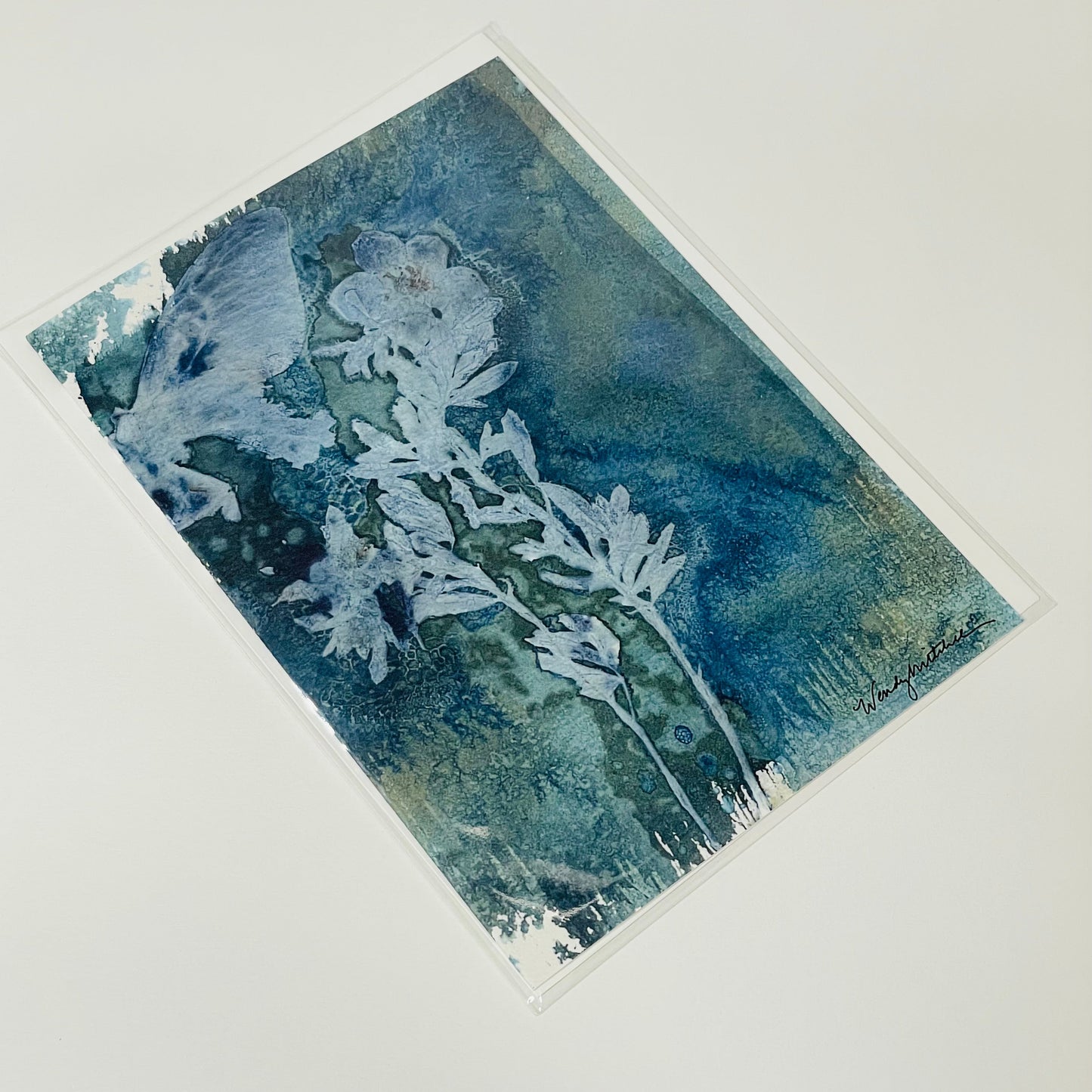 Butterfly & Tundra Rose Art Card-Notecard-Wendy Mitchell Art-Salida, CO