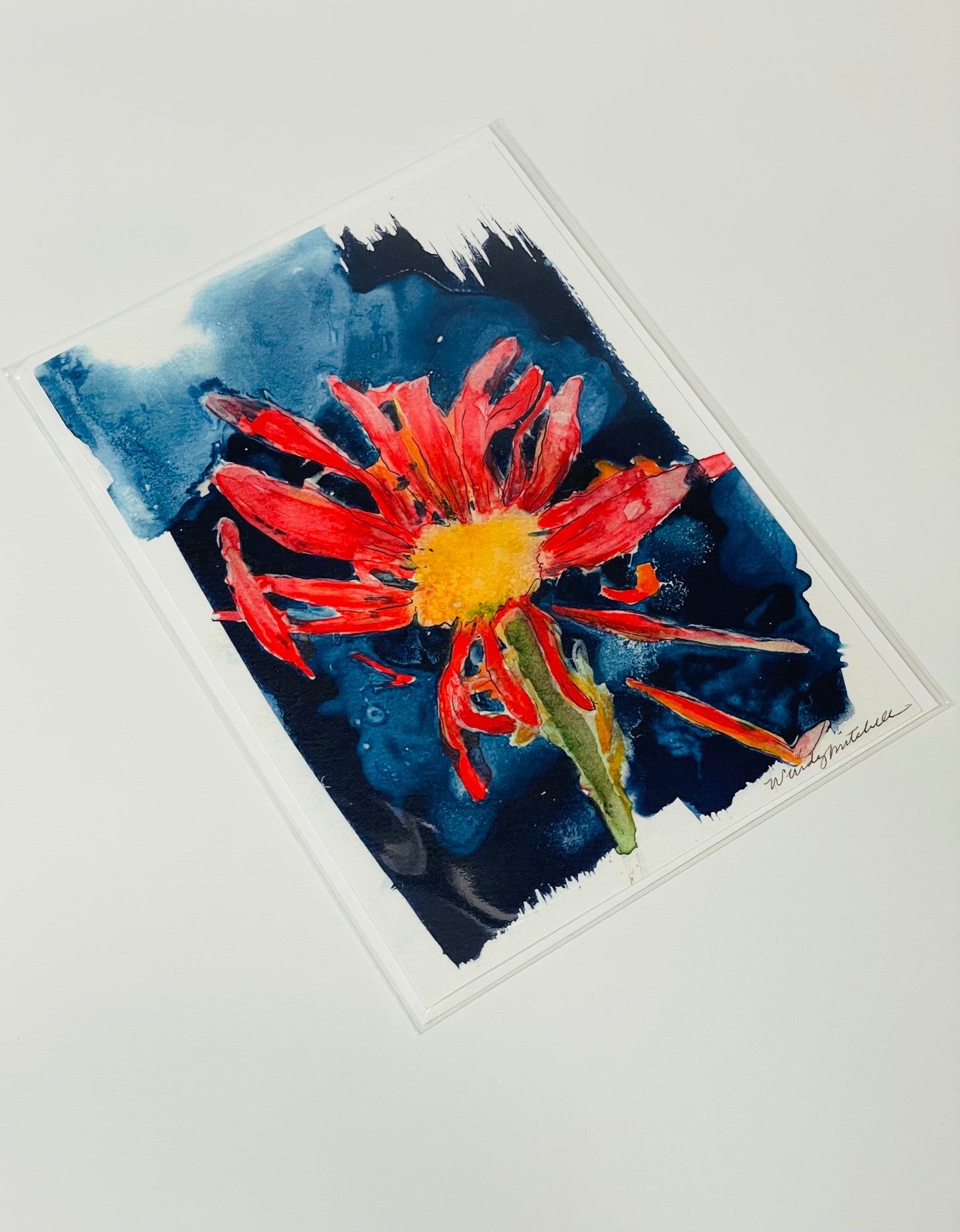 Red Daisy Art Card