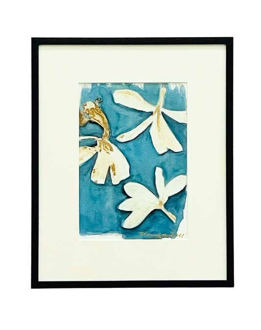 Framed mixed media cyanotype botanical. Wendy Mitchell Art, Salida CO