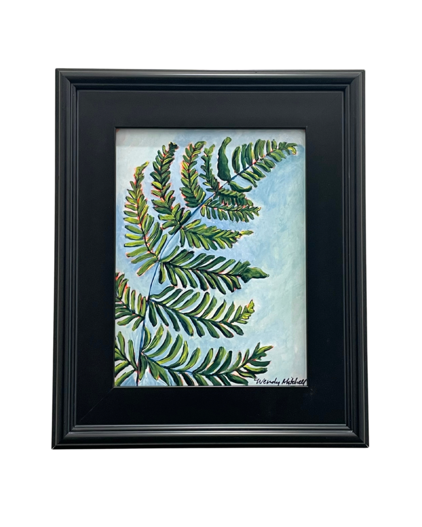 Framed acrylic fern botanical. Wendy Mitchell Art, Salida CO