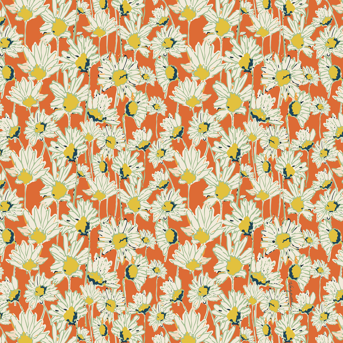 Sunset Meadow Daisies Botanical Cloth Napkins – Set of 4