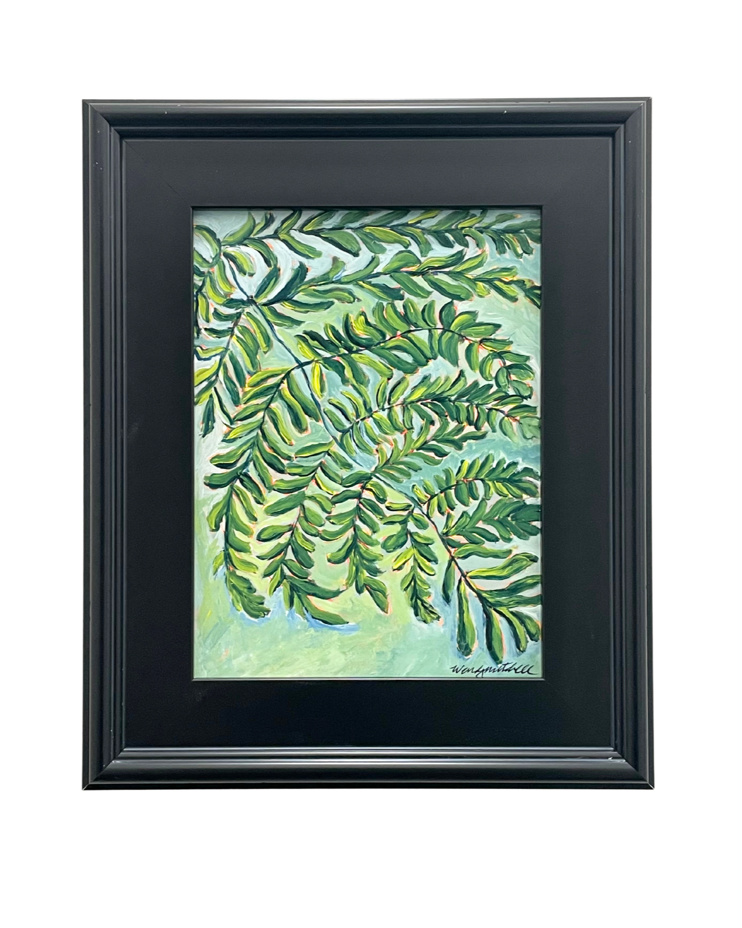 Framed acrylic fern botanical. Wendy Mitchell Art, Salida CO