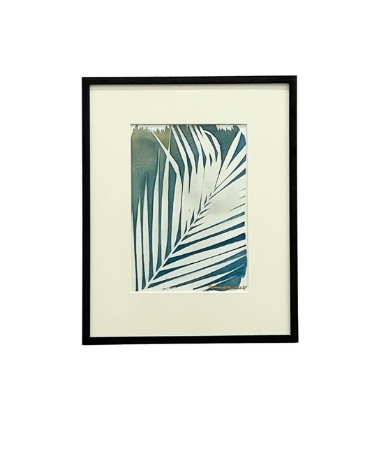 Framed mixed media cyanotype botanical. Wendy Mitchell Art, Salida CO