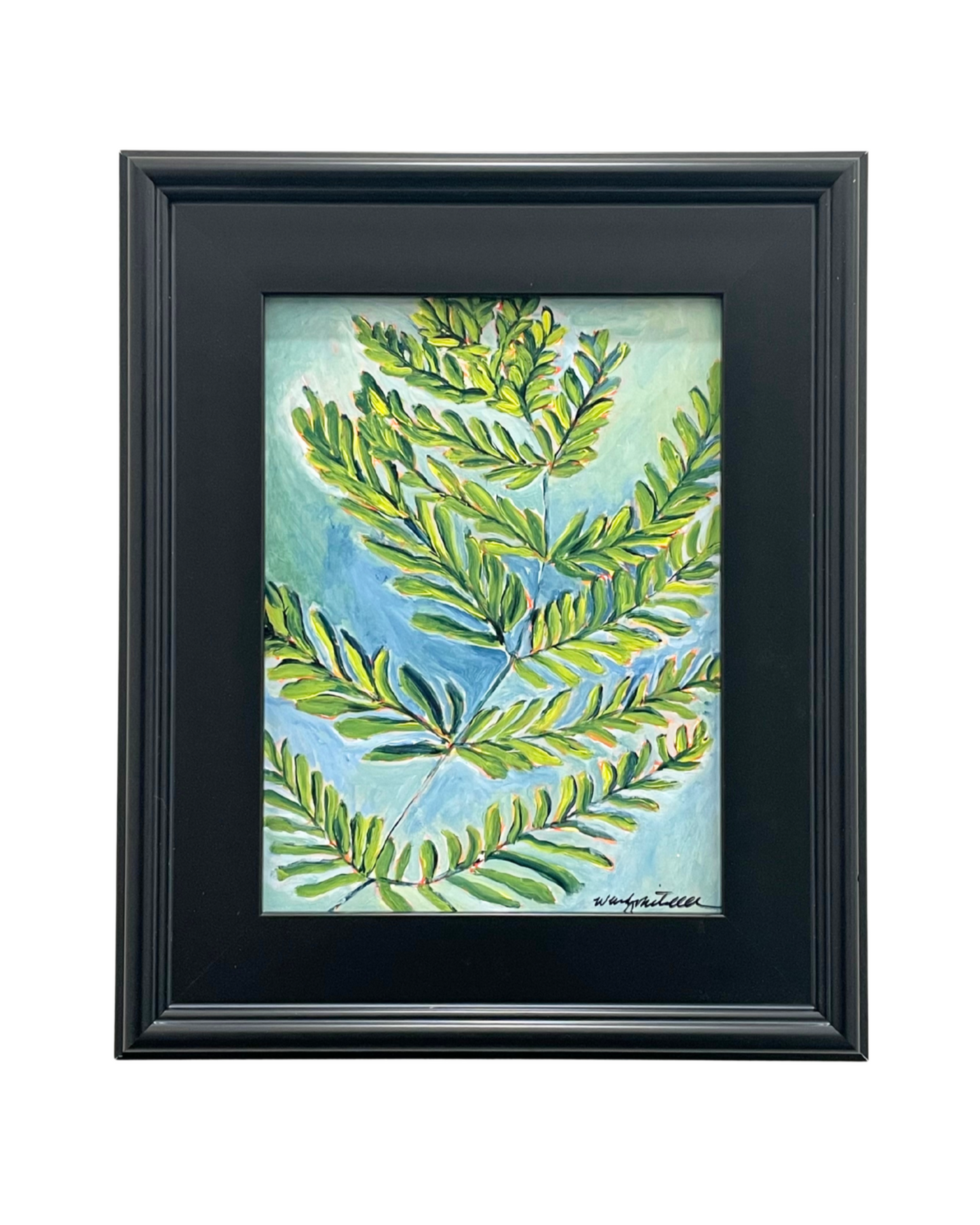 Framed acrylic fern botanical. Wendy Mitchell Art, Salida CO