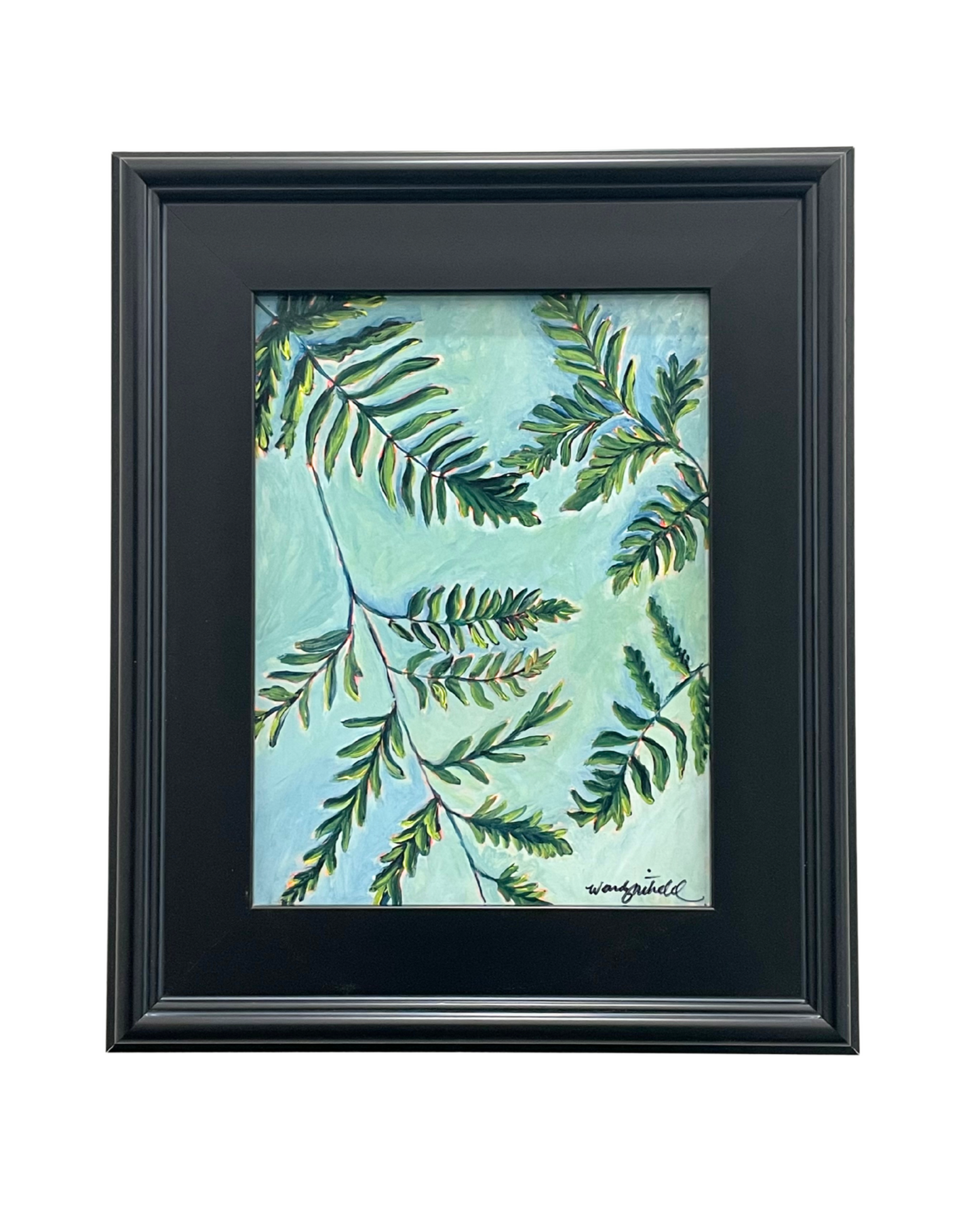 Framed acrylic fern botanical. Wendy Mitchell Art, Salida CO