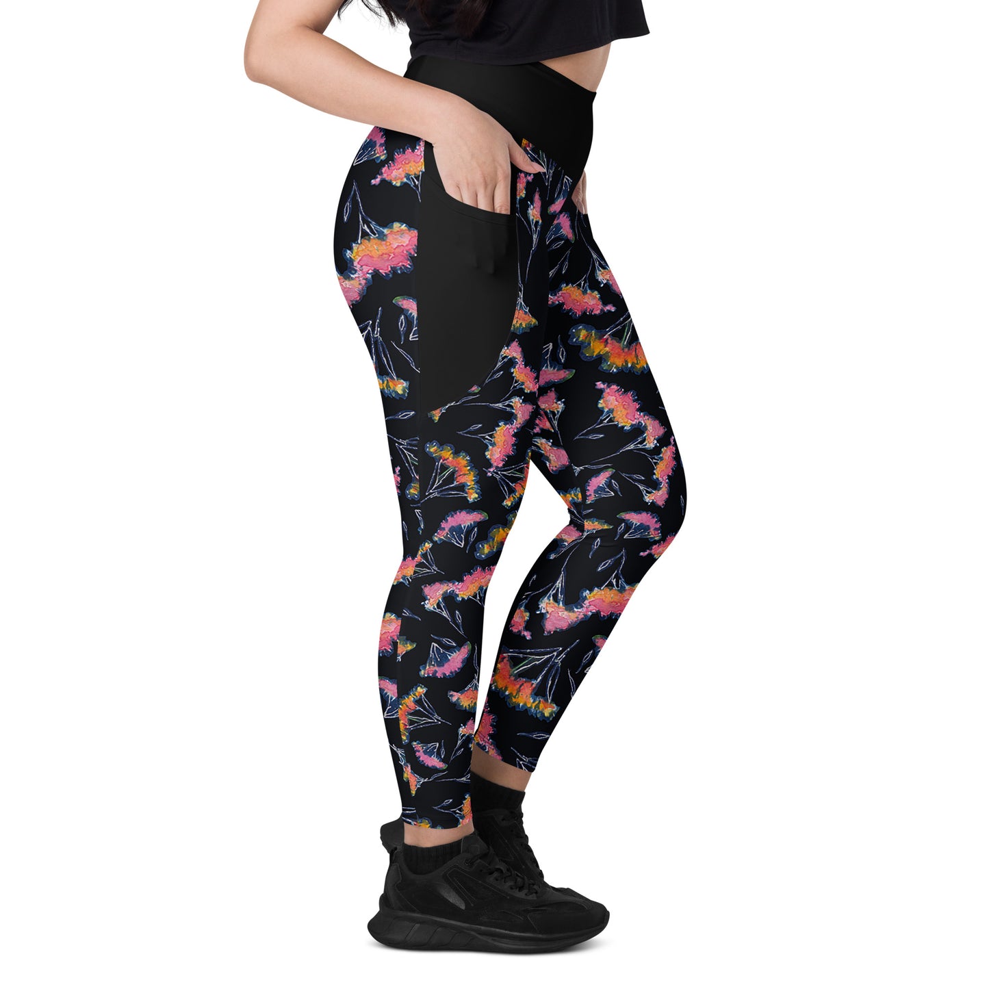 Watercolor Floral Leggings with pockets
