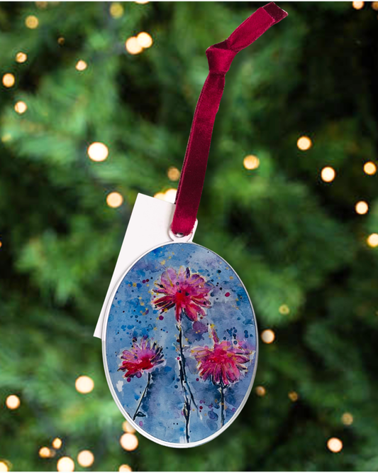 Pink Flowers Acrylic Ornament