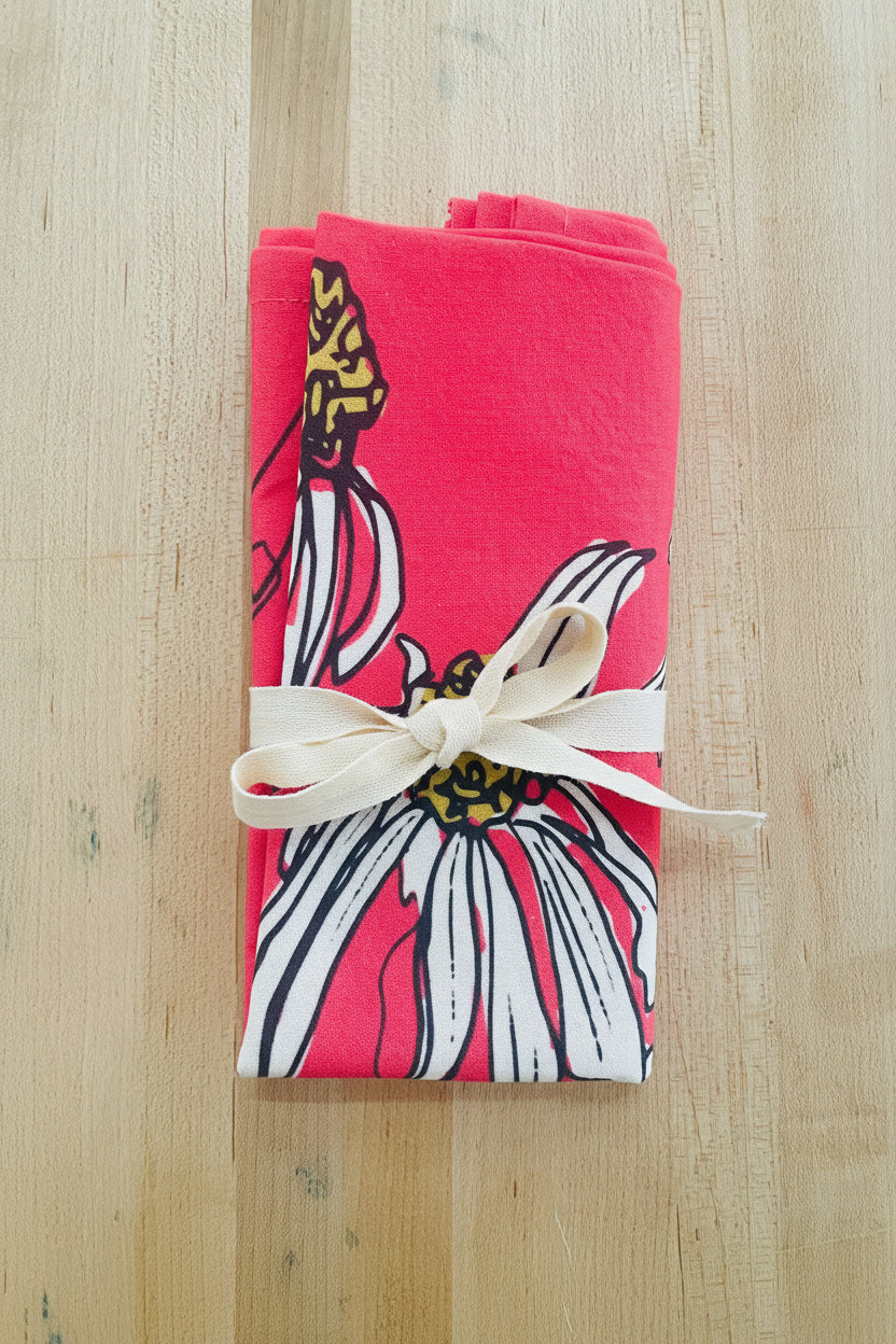 Coneflower Summer Botanical Flour Sack Tea Towel