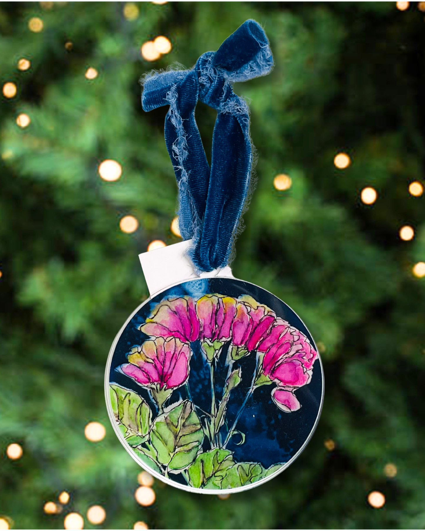 Watercolor Roses Acrylic Ornament