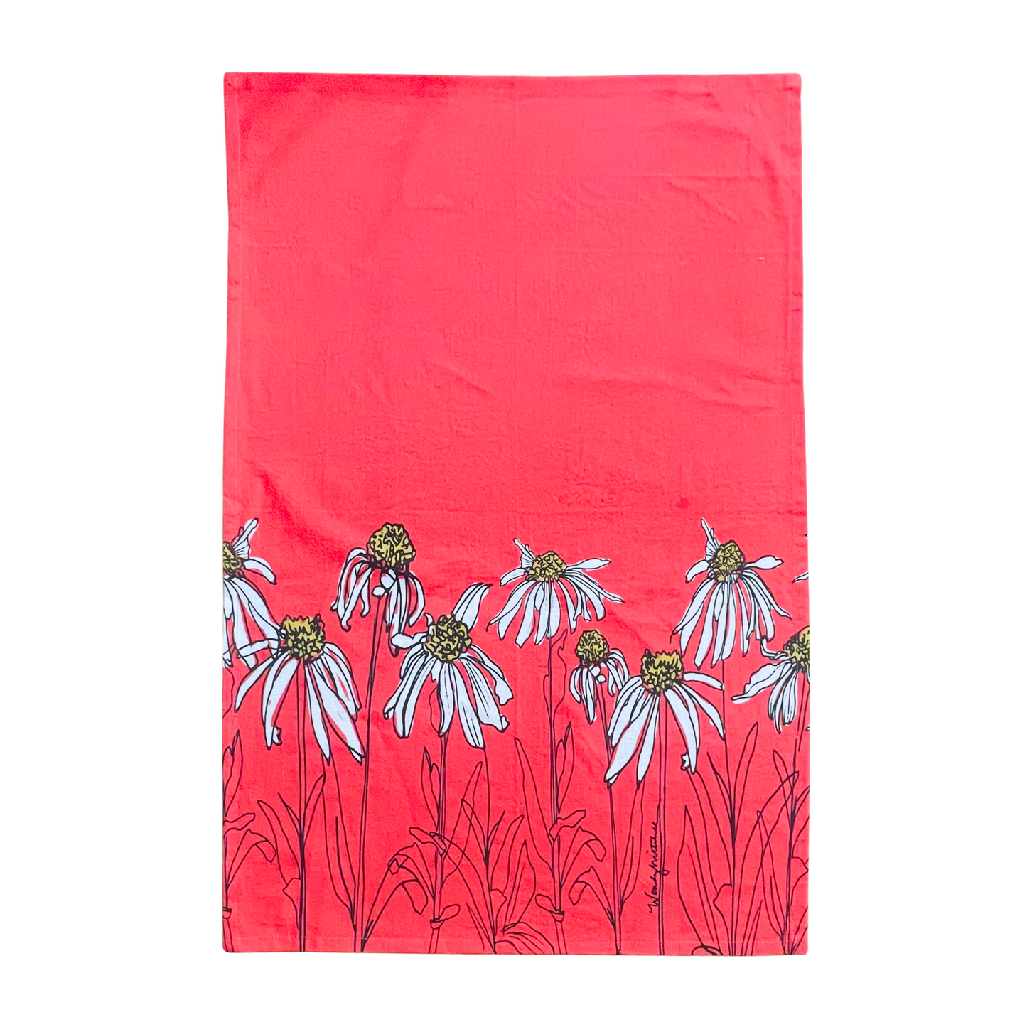 Coneflower Summer Botanical Flour Sack Tea Towel