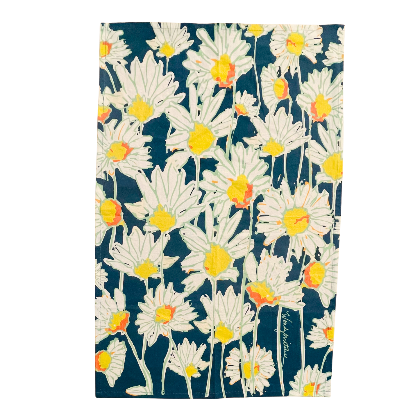 Midnight Daisies Botanical Flour Sack Tea Towel