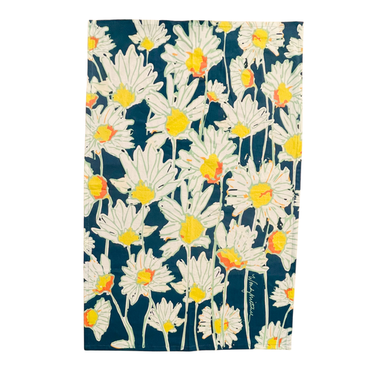 Midnight Daisies Botanical Flour Sack Tea Towel