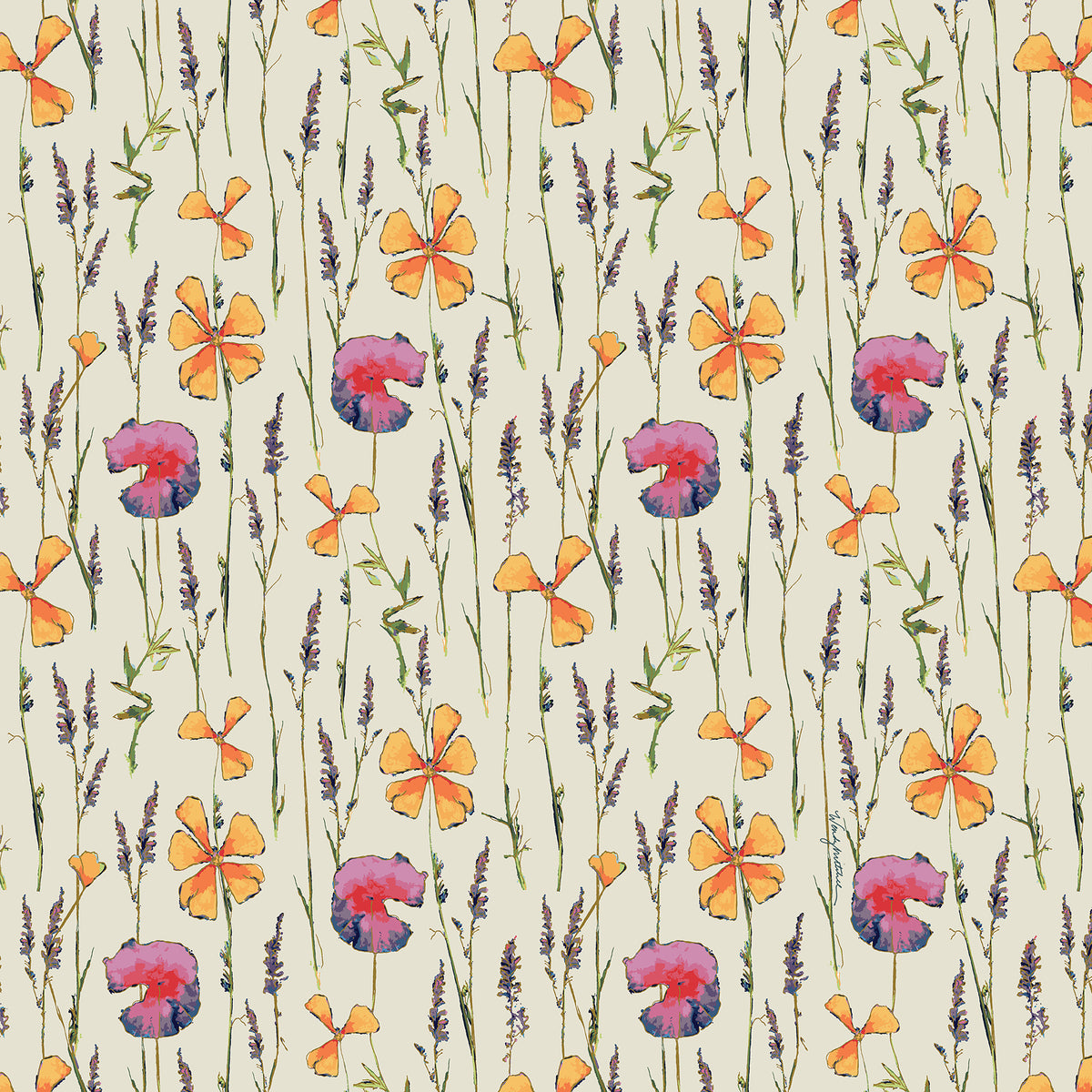 Cream Wildflowers Botanical Cloth Napkins – Set of 4