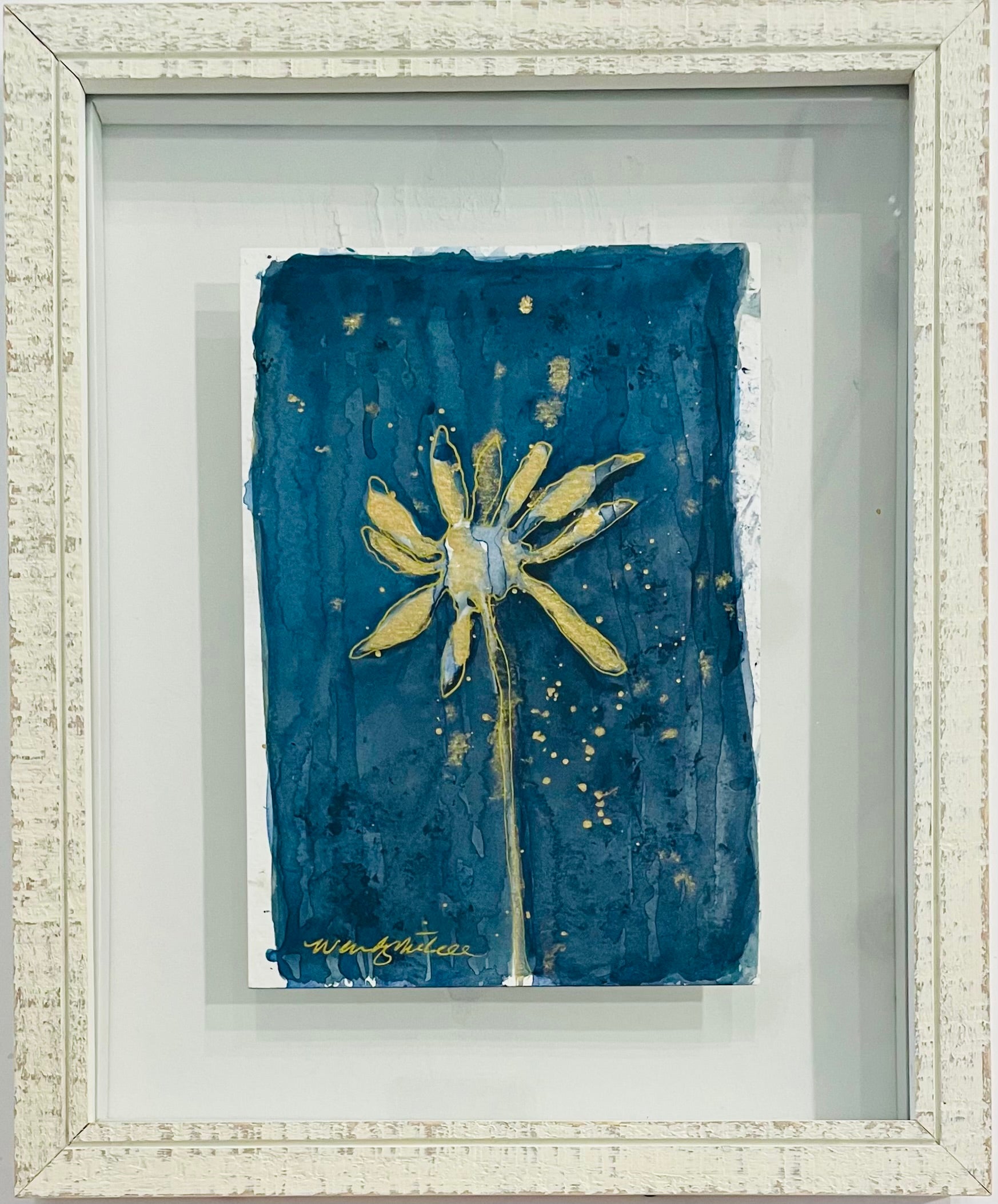 Framed mixed media cyanotype botanical. Wendy Mitchell Art, Salida CO