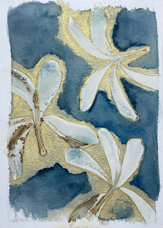 Framed mixed media cyanotype botanical hand embellished giclee. Wendy Mitchell Art, Salida CO