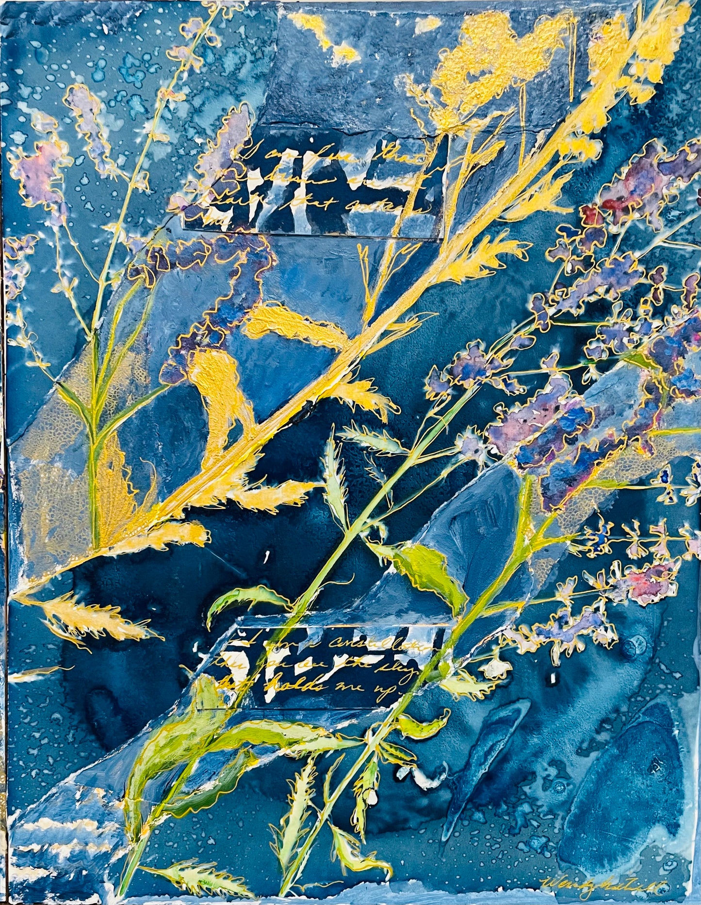 Artistic depiction of plants with a blue and yellow color scheme on a textured background
Salida, Co