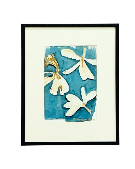 Framed mixed media cyanotype botanical. Wendy Mitchell Art, Salida CO