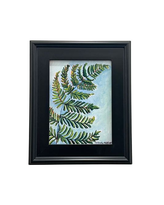 Framed acrylic fern botanical. Wendy Mitchell Art, Salida CO