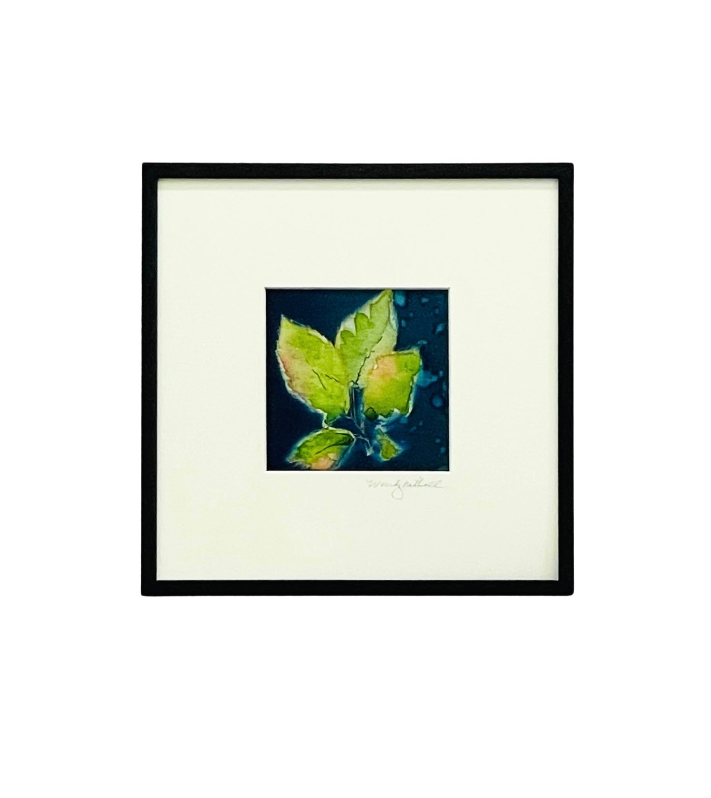 Framed mixed media cyanotype botanical. Wendy Mitchell Art, Salida CO