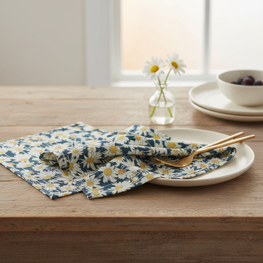 Midnight Daisy Botanical Cloth Napkins – Set of 4