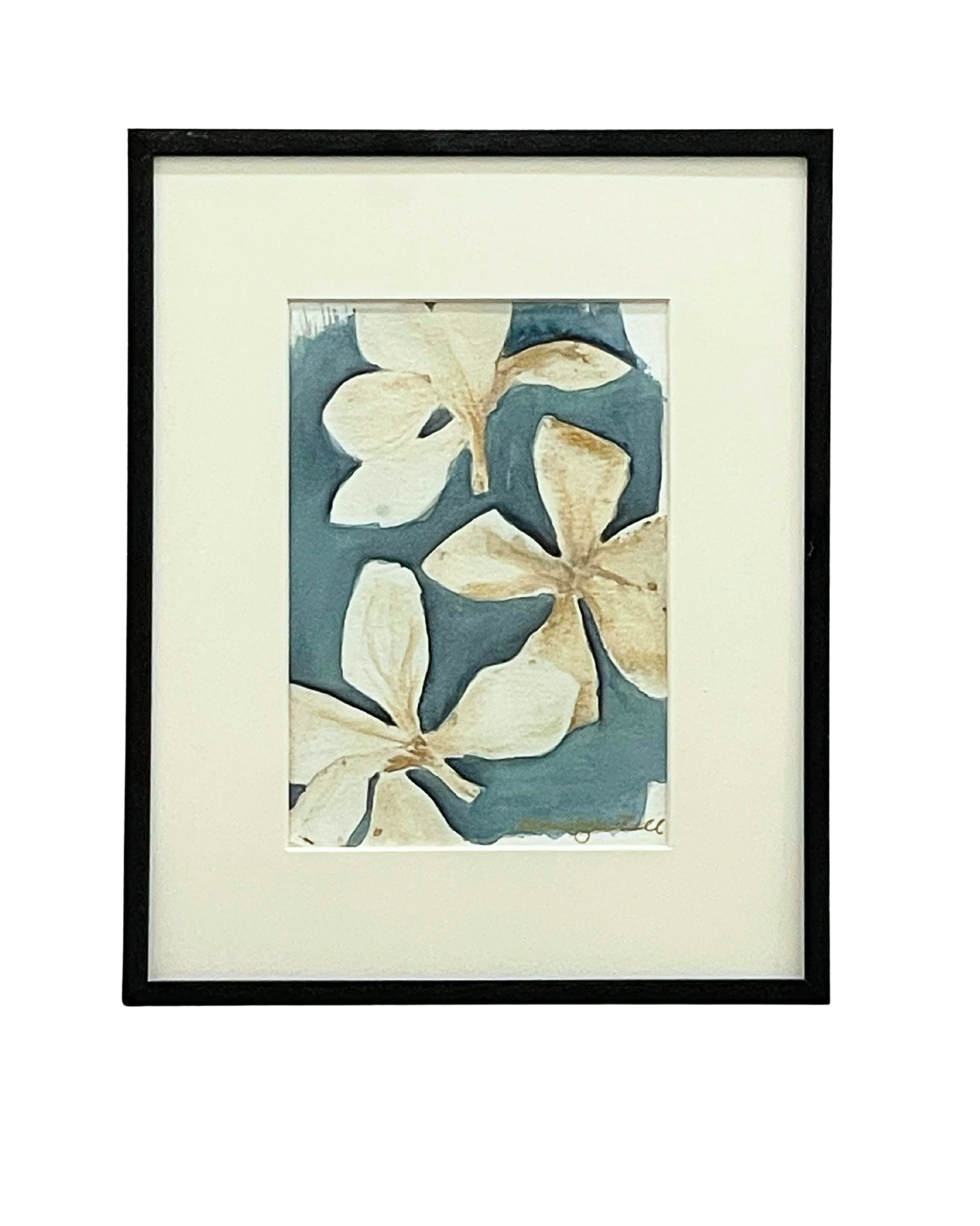 Framed mixed media cyanotype botanical. Wendy Mitchell Art, Salida CO