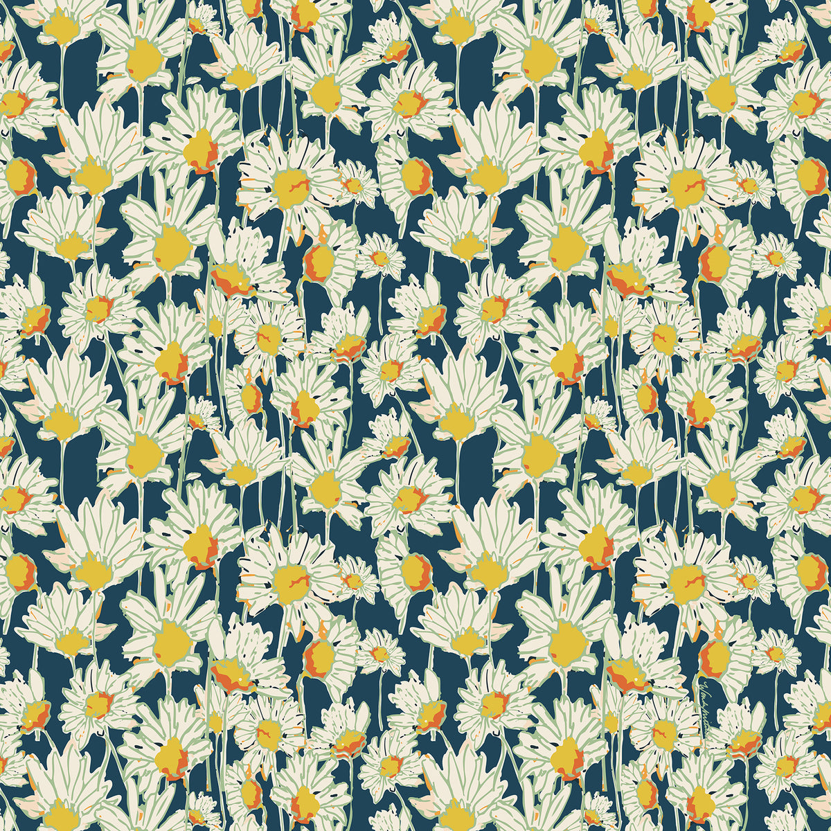 Midnight Daisy Botanical Cloth Napkins – Set of 4