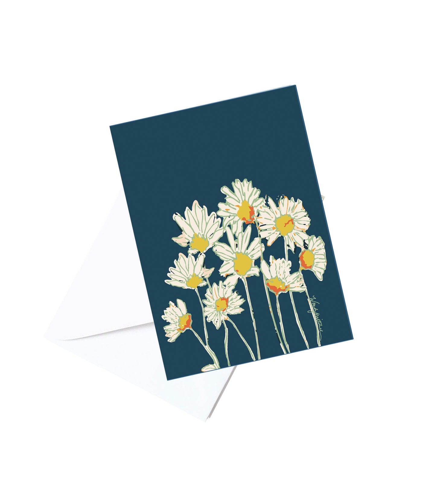 Navy Daisies Note Card
