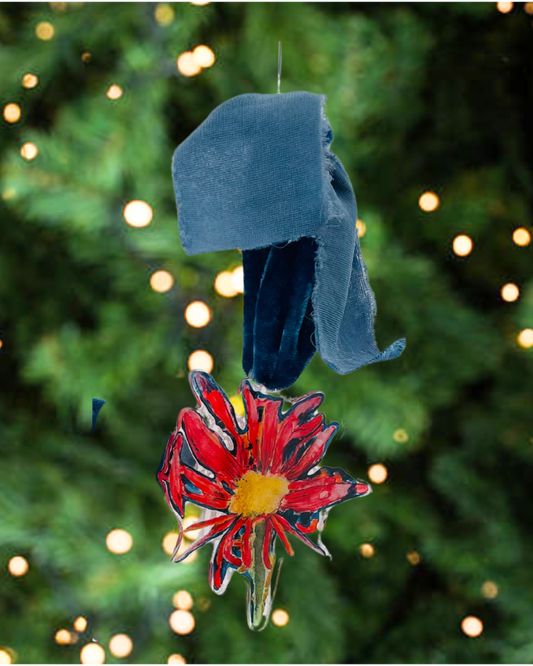 Red Daisy Acrylic Cut Out Ornament