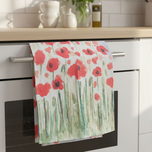 Poppy Fields Botanical Flour Sack Tea Towel