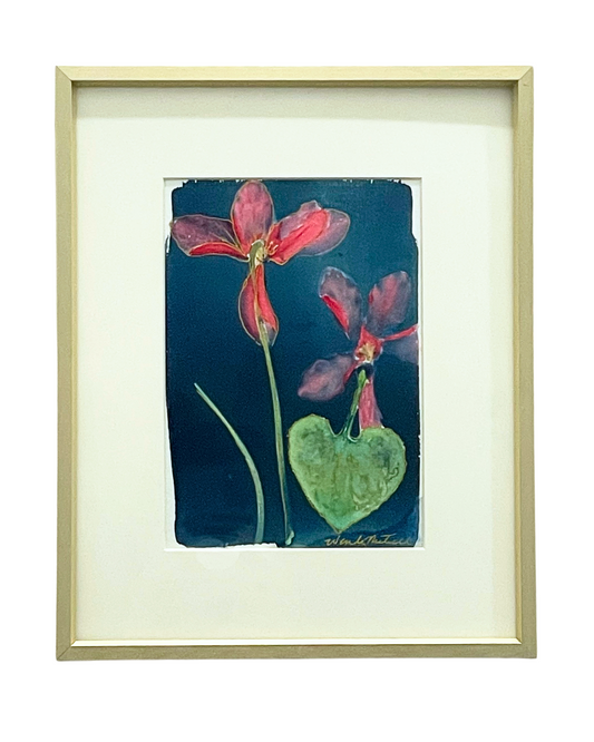 Framed mixed media cyanotype botanical. Wendy Mitchell Art, Salida CO