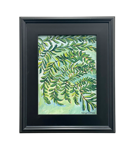 Framed acrylic fern botanical. Wendy Mitchell Art, Salida CO