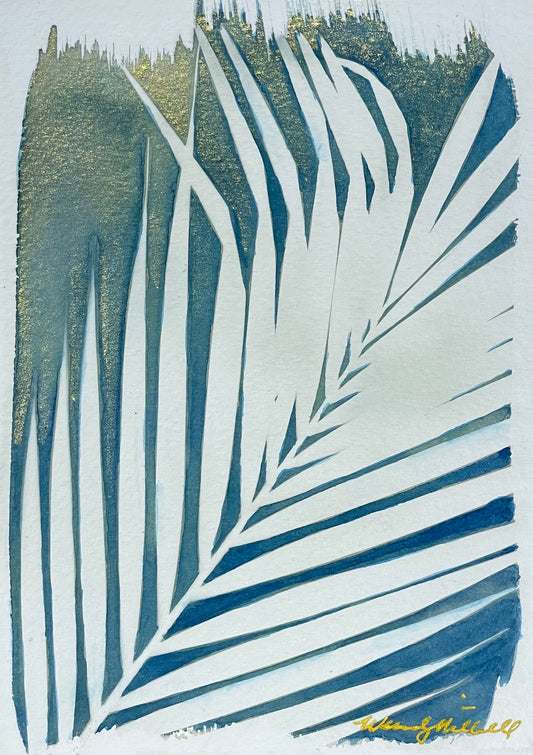 Framed mixed media cyanotype botanical hand embellished giclee. Wendy Mitchell Art, Salida CO