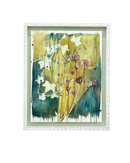 Framed mixed media cyanotype botanical. Wendy Mitchell Art, Salida CO