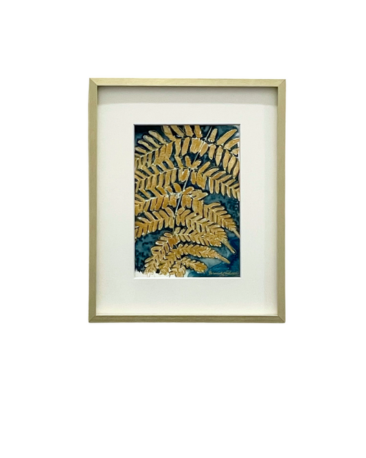 Framed mixed media cyanotype botanical. Wendy Mitchell Art, Salida CO