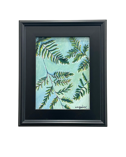 Framed acrylic fern botanical. Wendy Mitchell Art, Salida CO