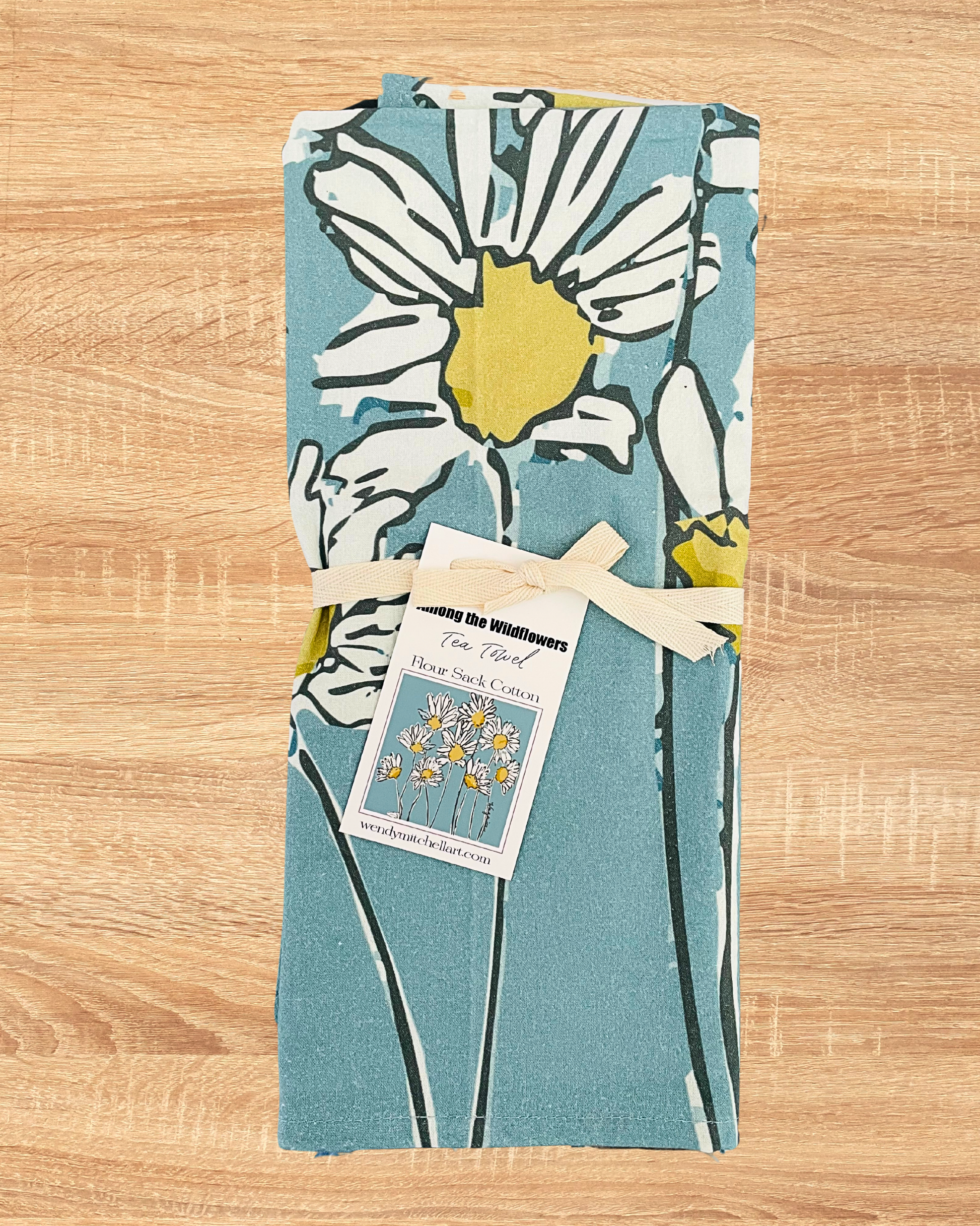 Whispering Sky Meadow Flour Sack Tea Towel-flour sack tea towel-Wendy Mitchell Art