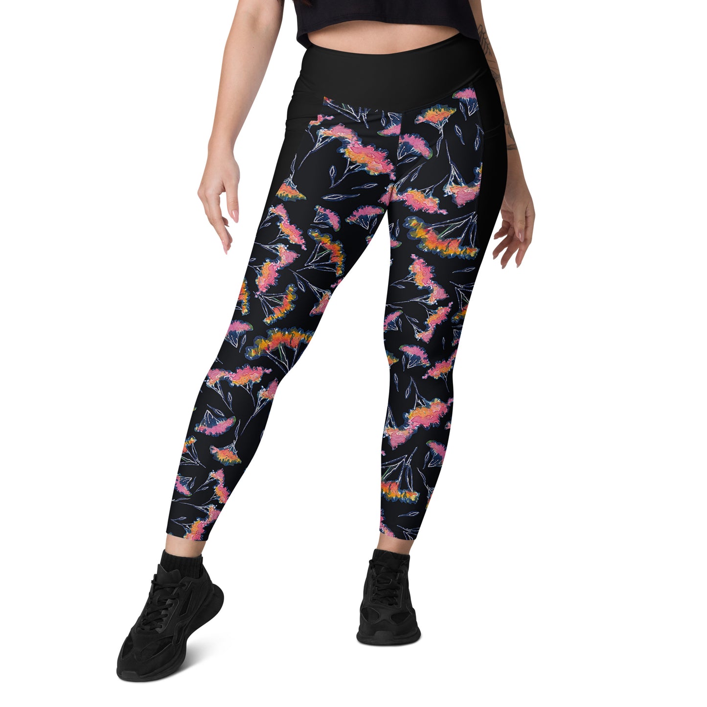 Watercolor Floral Leggings with pockets