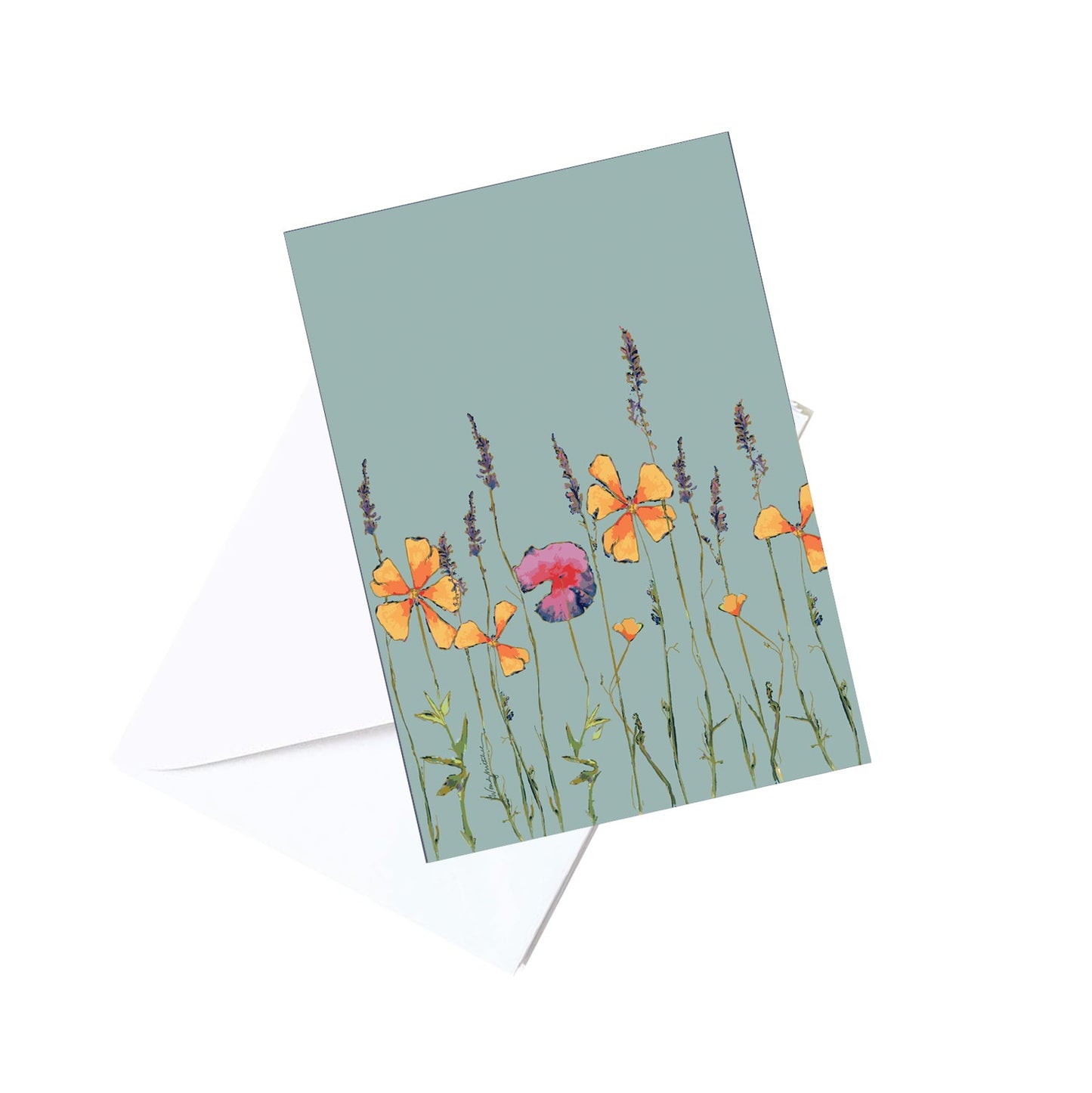 Teal Wildflowers Note Card-Notecard-Wendy Mitchell Art-Salida, CO